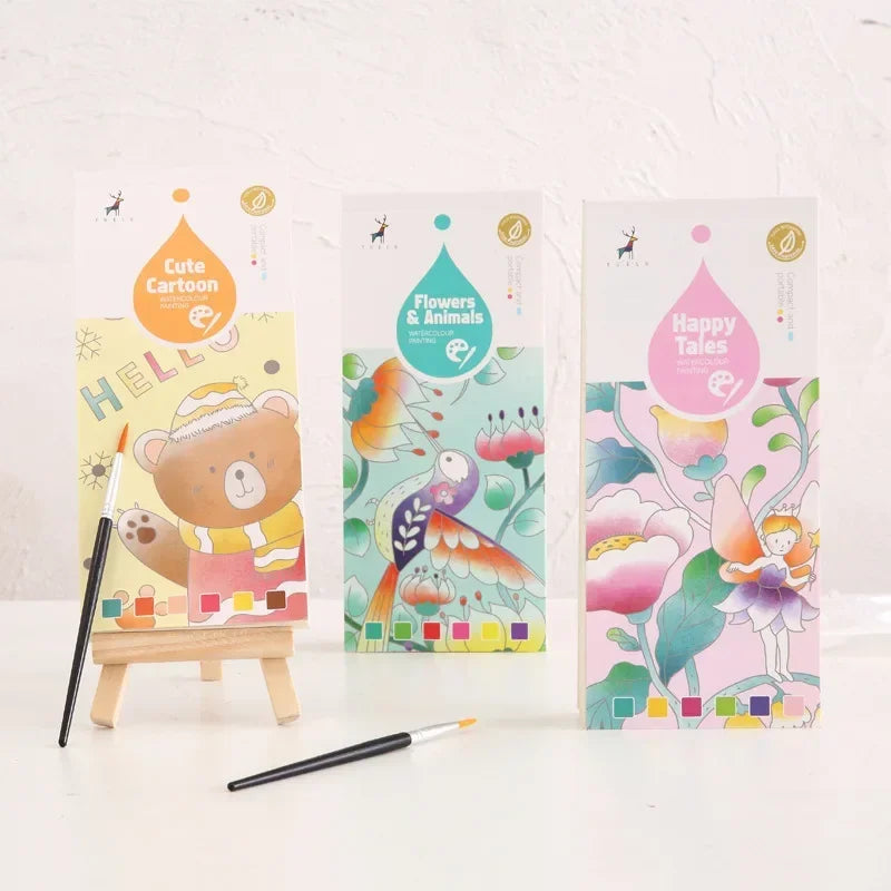 20 Sheets Portable Children Watercolor Painting Book